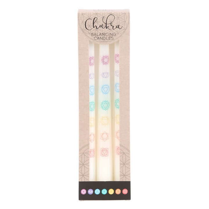 Set of 3 Chakra Balancing Taper Dinner Candles N/A