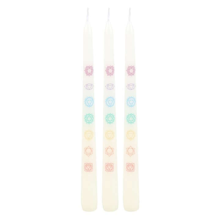 Set of 3 Chakra Balancing Taper Dinner Candles N/A