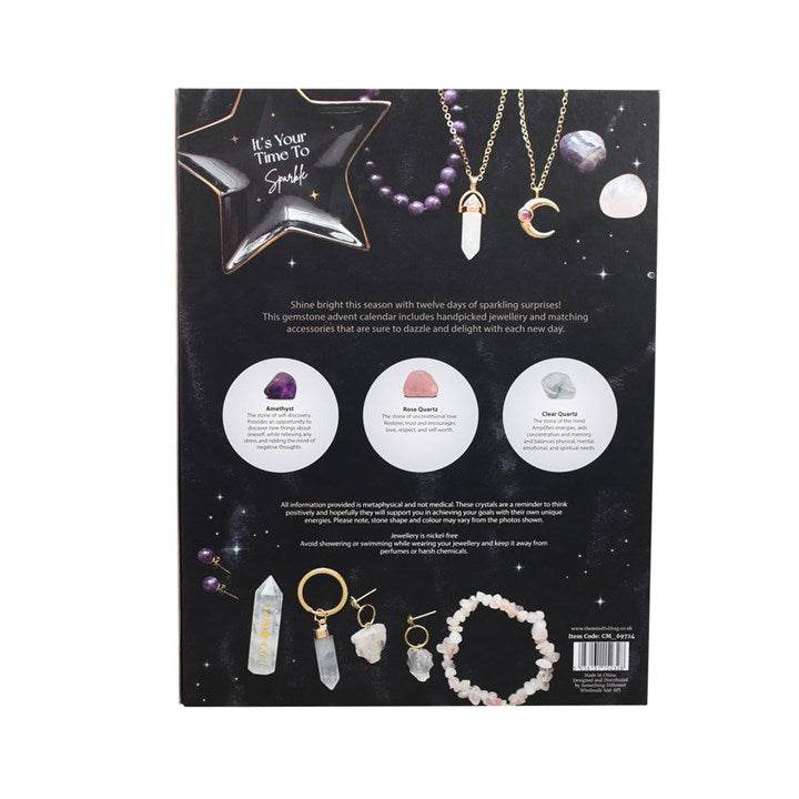 12-Day Crystal Jewellery Advent Calendar Amethyst, Rose Quartz & Clear Quartz-Sociodigi