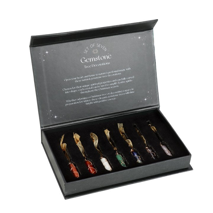 Set of 7 Crystal Christmas Tree Decorations Healing Crystal Ornaments-Sociodigi