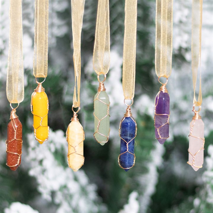 Set of 7 Crystal Christmas Tree Decorations Healing Crystal Ornaments-Sociodigi