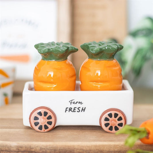 Carrot Salt and Pepper Shakers in Wagon-Sociodigi