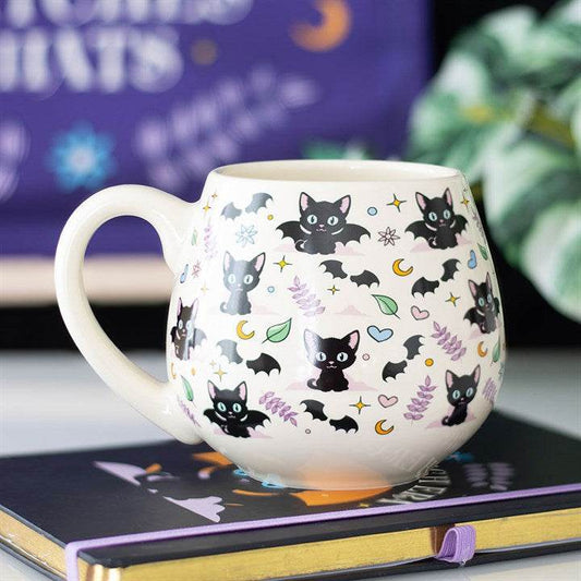 Cute & Creepy Cat Print Rounded Mug | 500ml Ceramic Cup-Sociodigi