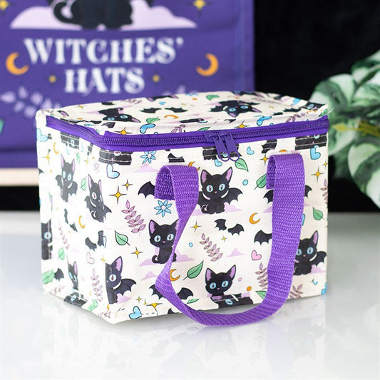 Cute and Creepy Cat Print Insulated Lunch Bag – Black Cat Design-Sociodigi