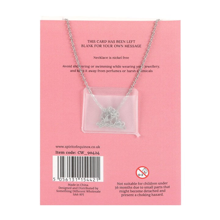 Rose Quartz Crystal Moon Necklace on Greeting Card N/A