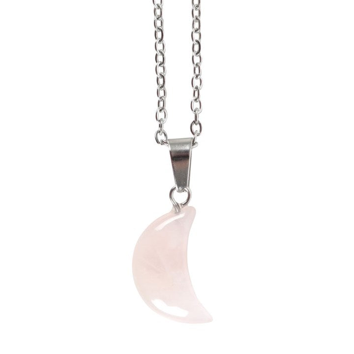 Rose Quartz Crystal Moon Necklace on Greeting Card N/A