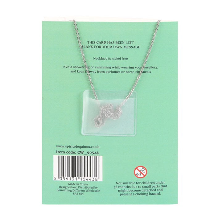 Green Aventurine Crystal Moon Necklace on Greeting Card N/A