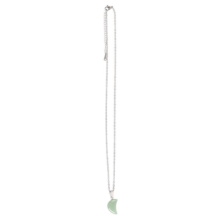 Green Aventurine Crystal Moon Necklace on Greeting Card N/A