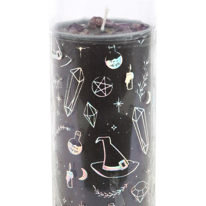 Crystal Witch Jasmine Tube Candle with Amethyst Chips N/A
