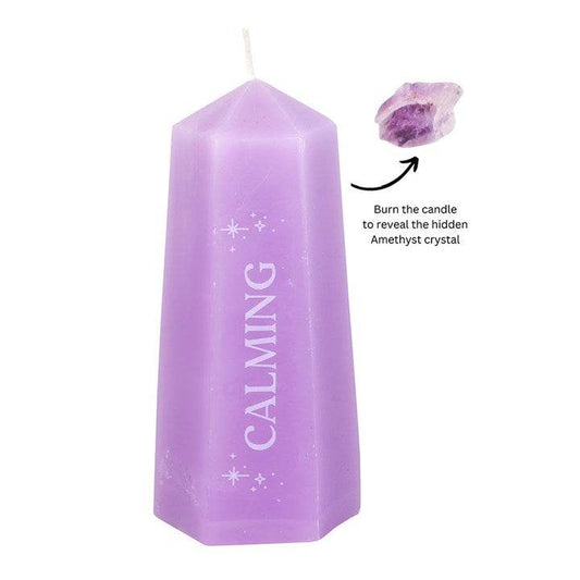 Calming Crystal Candle with Rough Amethyst-Sociodigi