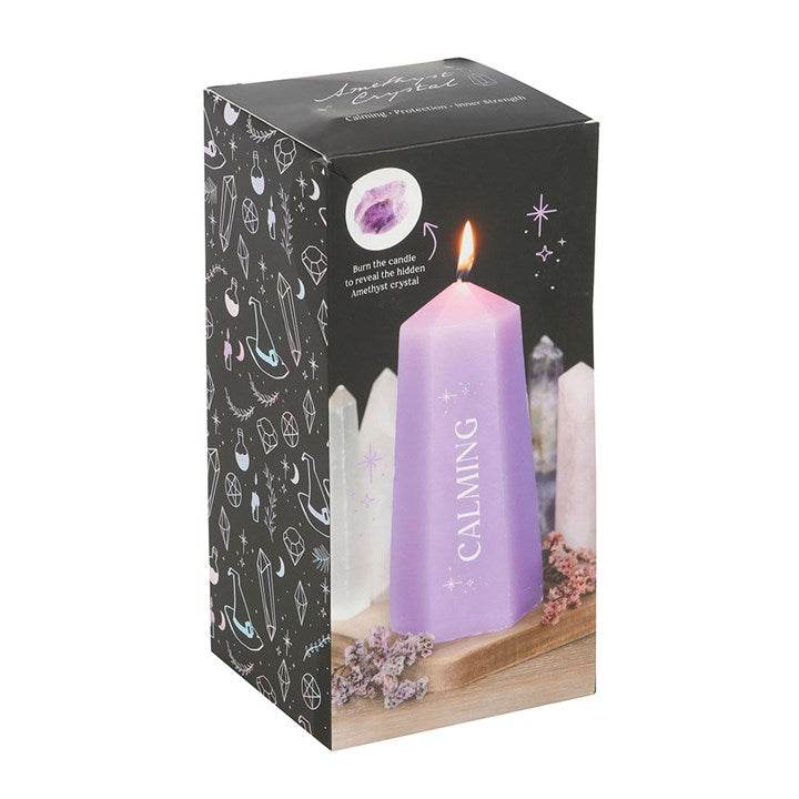 Calming Crystal Candle with Rough Amethyst-Sociodigi