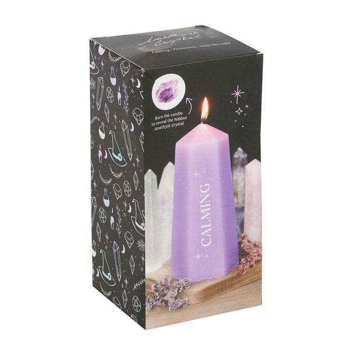 Calming Crystal Candle with Rough Amethyst-Sociodigi