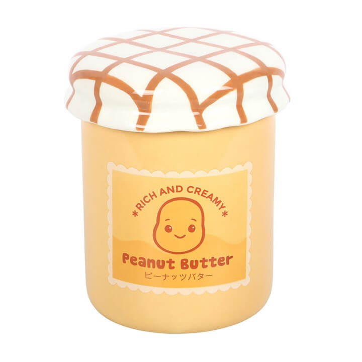 Ceramic Peanut Butter Jar Oil Burner And Wax Warmer With Kawaii Face Tealight