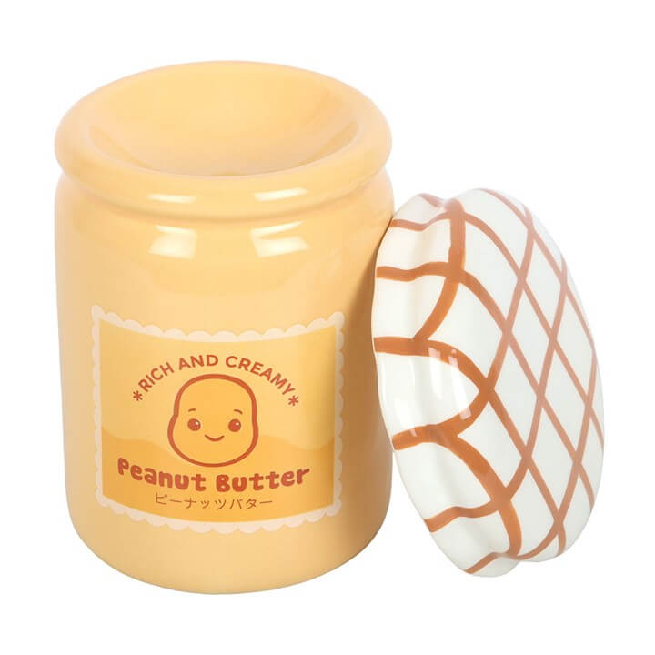 Ceramic Peanut Butter Jar Oil Burner And Wax Warmer With Kawaii Face Tealight