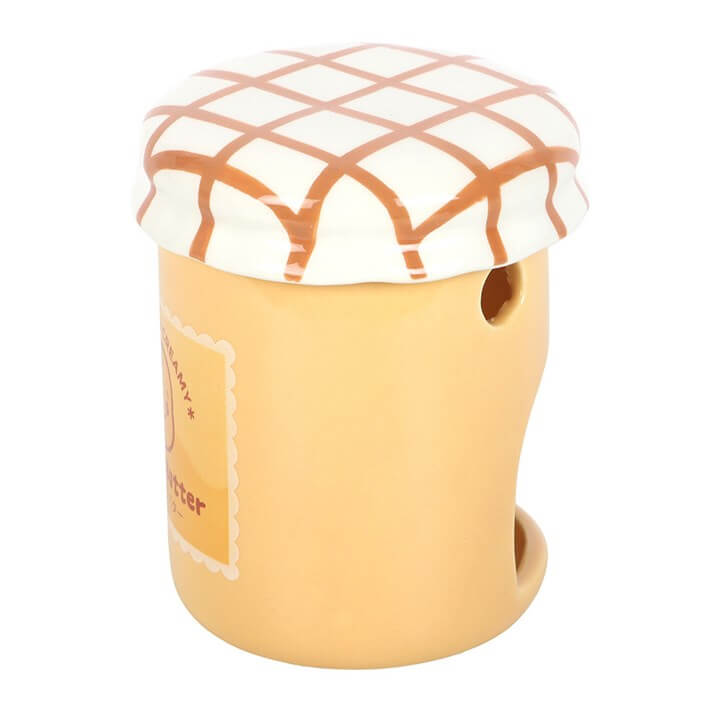 Ceramic Peanut Butter Jar Oil Burner And Wax Warmer With Kawaii Face Tealight
