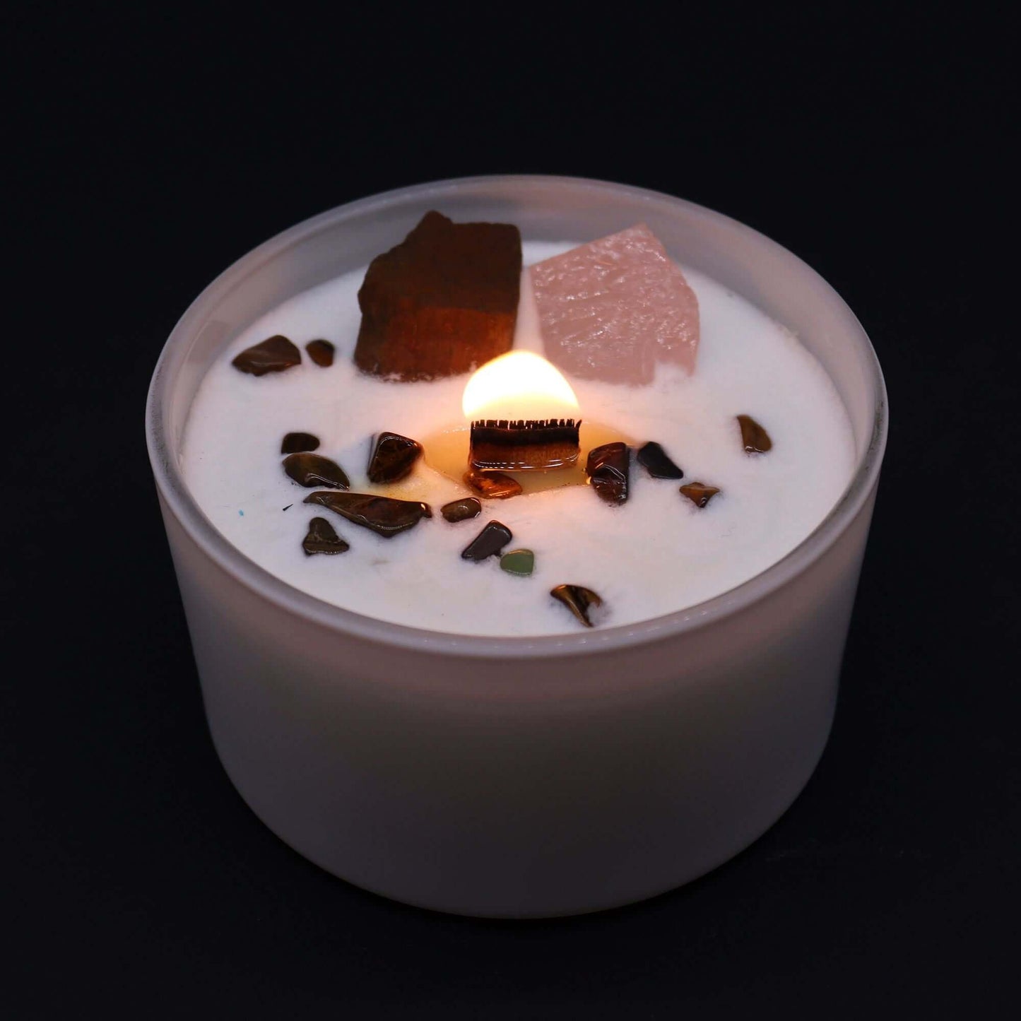 Chakra Crystal Candle - Sacred Chakra with crystal pieces, illuminating the soothing fragrance of creativity and passion.