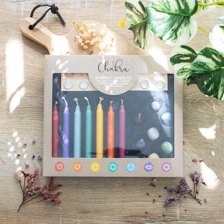 Chakra Candle & Crystal Gift Set Meditation & Energy Healing-Sociodigi