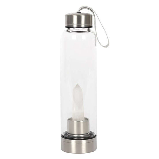 Clear Quartz Energising Glass Water Bottle-Sociodigi