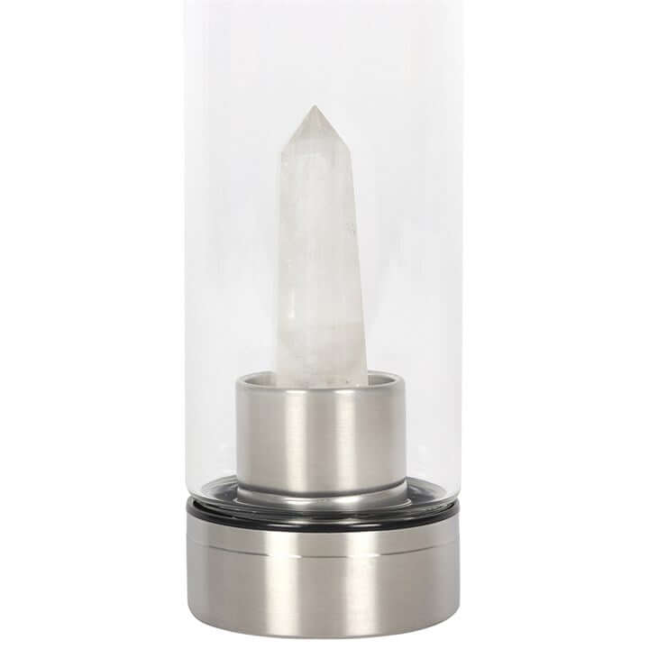 Clear Quartz Energising Glass Water Bottle-Sociodigi