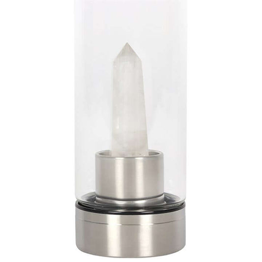 Clear Quartz Energising Glass Water Bottle-Sociodigi