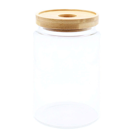 Cottage Bamboo Glass Jar - 15cm