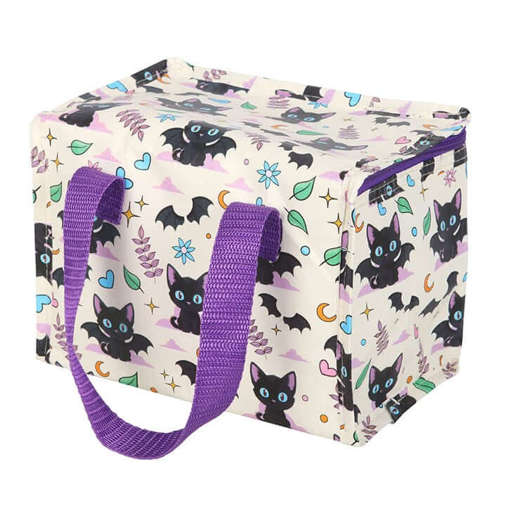 Cute and Creepy Cat Print Insulated Lunch Bag – Black Cat Design-Sociodigi