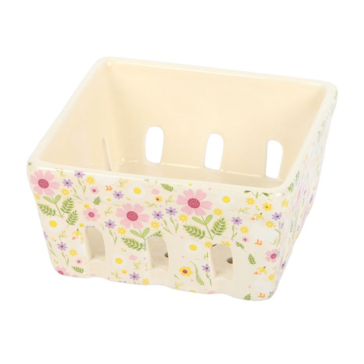 Daisy & Duck Print Ceramic Berry Basket N/A