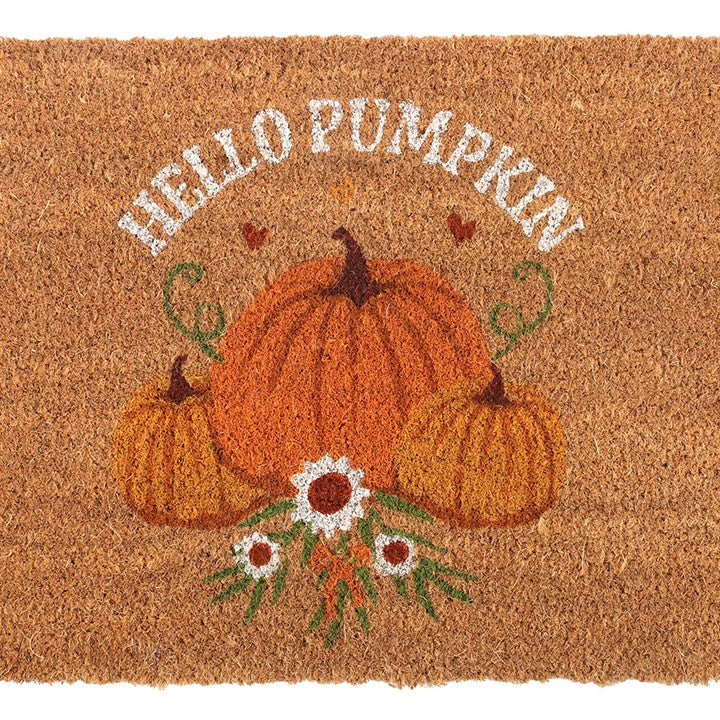 Natural Autumn Days "Hello Pumpkin" Coir Doormat-Sociodigi