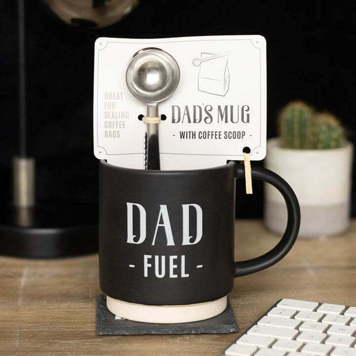 Dad Fuel Mug with Coffee Scoop Clip – Fun Gift for Coffee-Loving Dads-Sociodigi