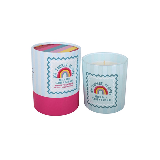 Don't Worry Be Happy Raspberry Milk Scented Candle