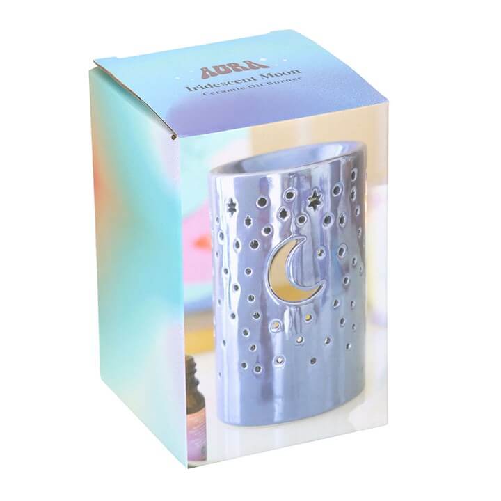 Iridescent Purple Moon Pillar Oil Burner and Wax Warmer