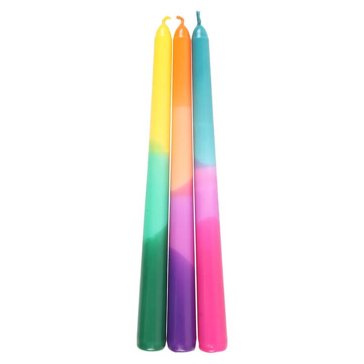 Set of 3 Dipped Aura Energy Taper Candles N/A