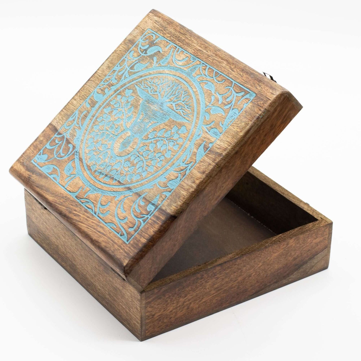 Extra Large Mango Box with intricate design, perfect for storing tarot cards and crystals.