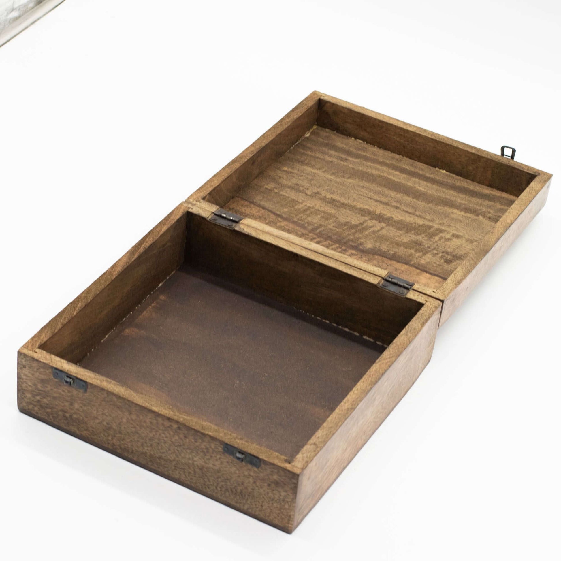 Open Extra Large Mango Box showcasing spacious interior and artisanal craftsmanship, perfect for storing valuables.