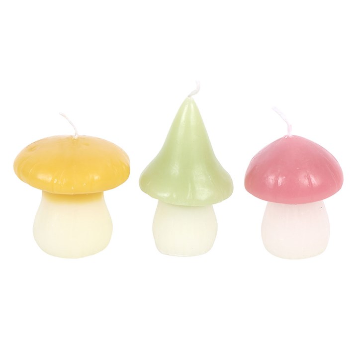 Set of 3 Pastel Mushroom Candles – Whimsical Fairy Tale Décor-Sociodigi