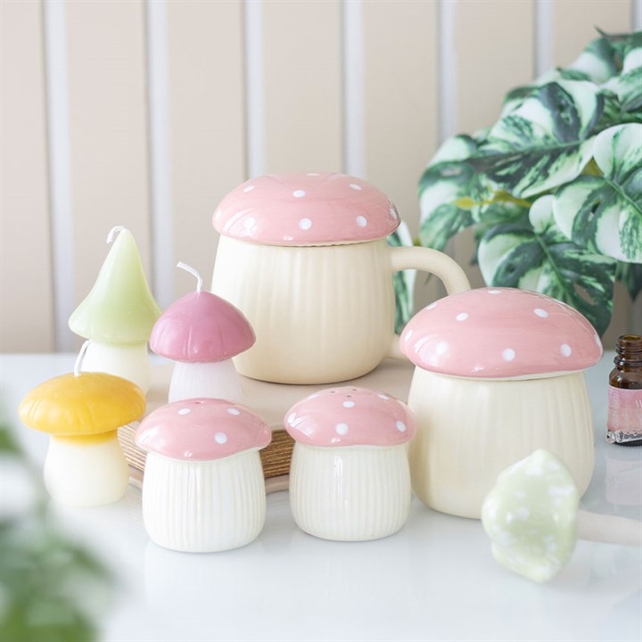 Set of 3 Pastel Mushroom Candles – Whimsical Fairy Tale Décor-Sociodigi
