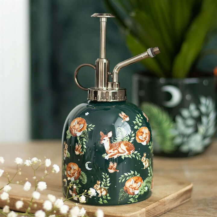 Fawn and Friends Forest Print Ceramic Plant Mister – Woodland Gardening Accessory-Sociodigi