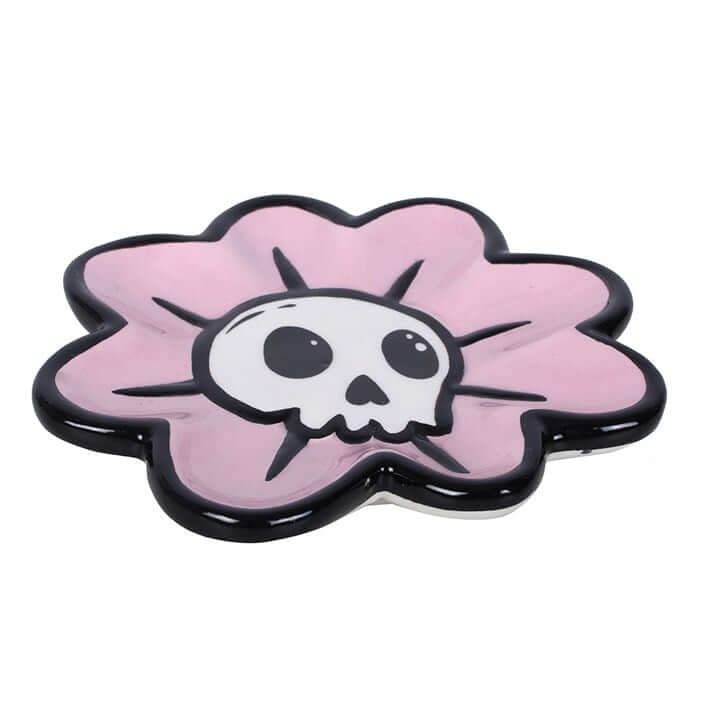 Cute, creepy, and practical—the Flower Skull Trinket Dish is the perfect blend of sweet and spooky. Featuring a delicate flower shape with a bold skull centre, this unique piece adds personality and attitude to any space. Ideal for keeping your everyday e