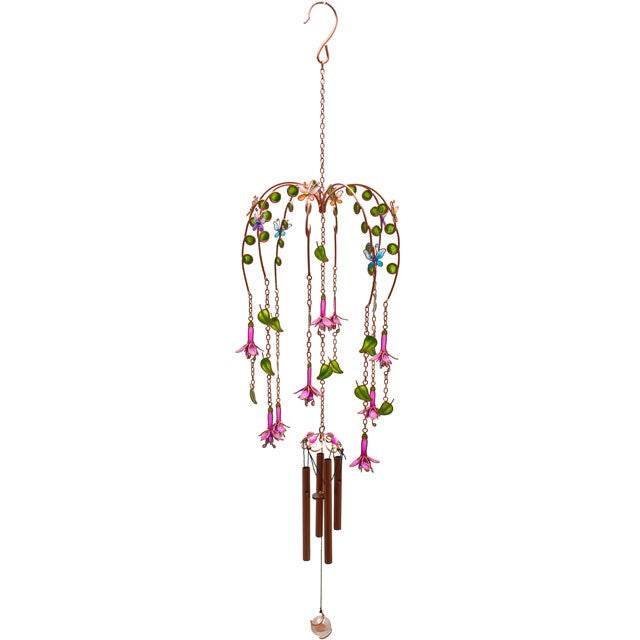Handcrafted Fuchsia Windchime for indoor and outdoor decor with delicate design and vibrant colors.