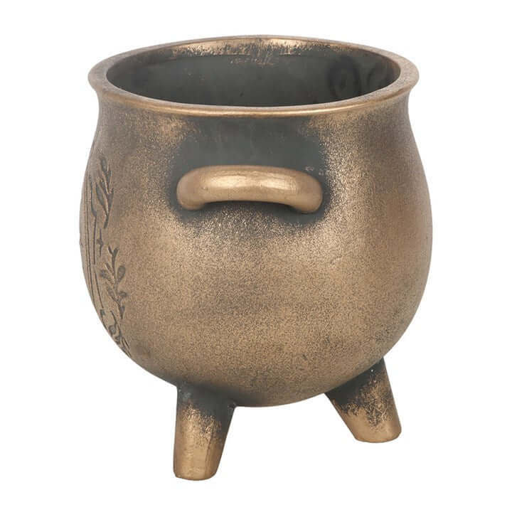 Herbal Magic Bronze Effect Terracotta Cauldron Plant Pot N/A