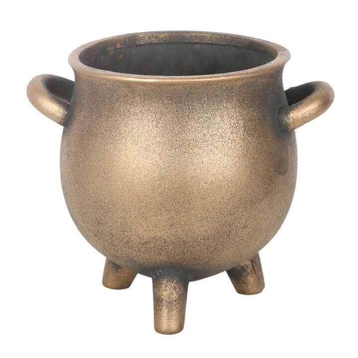 Herbal Magic Bronze Effect Terracotta Cauldron Plant Pot N/A
