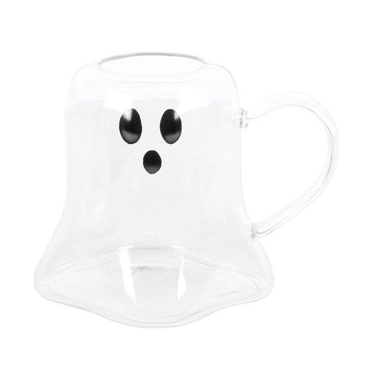 Ghost Glass Mug, a fun Halloween drinkware shaped like a ghost, perfect for spooky beverages.