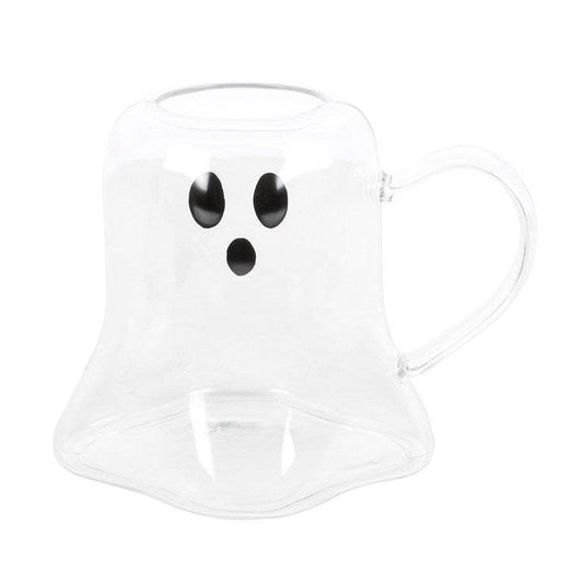 Ghost Glass Mug, a fun Halloween drinkware shaped like a ghost, perfect for spooky beverages.