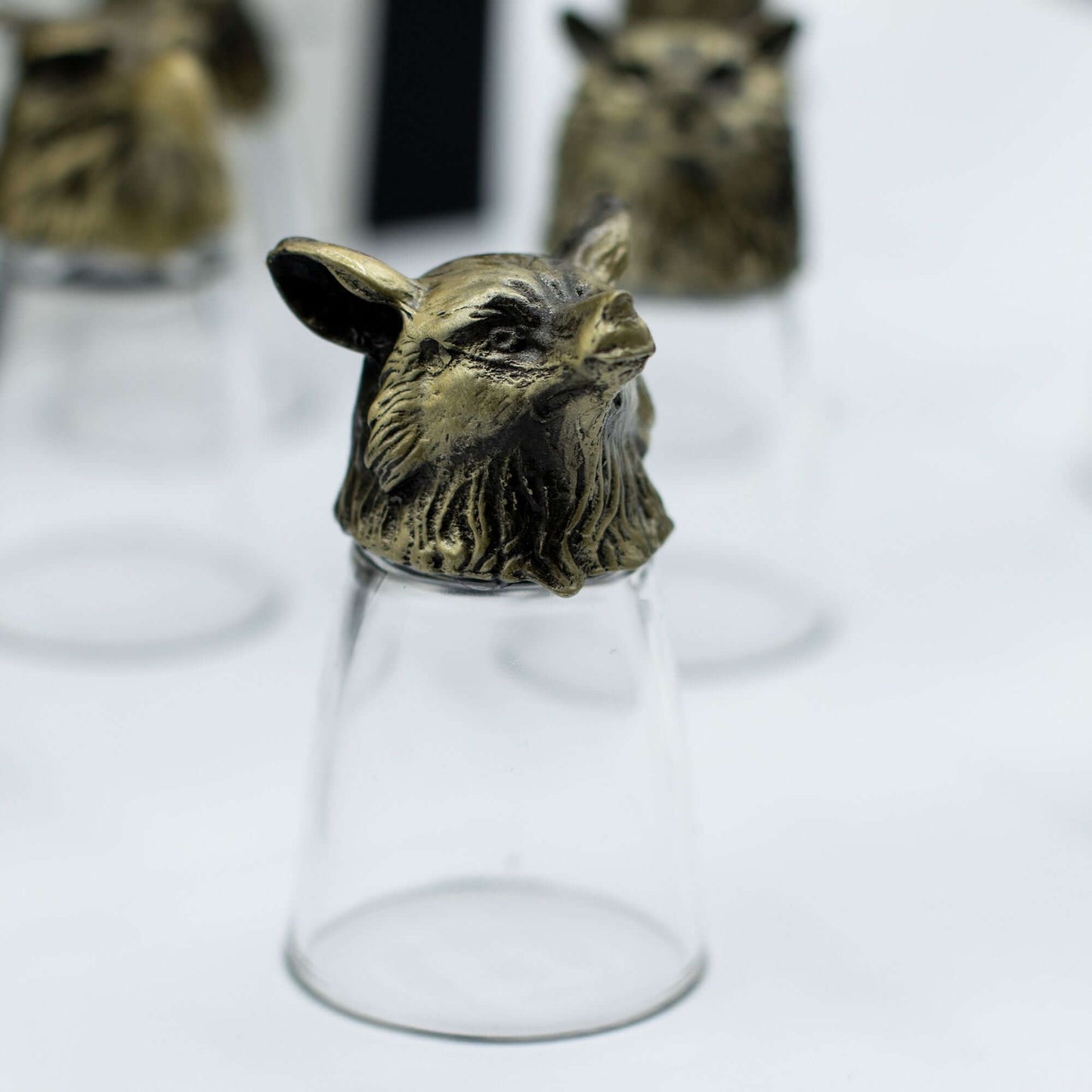 Gift Set of 12 Bottom Up Shot Glasses (25ml) - Forest & Mystical Creatures - Antique Bronze