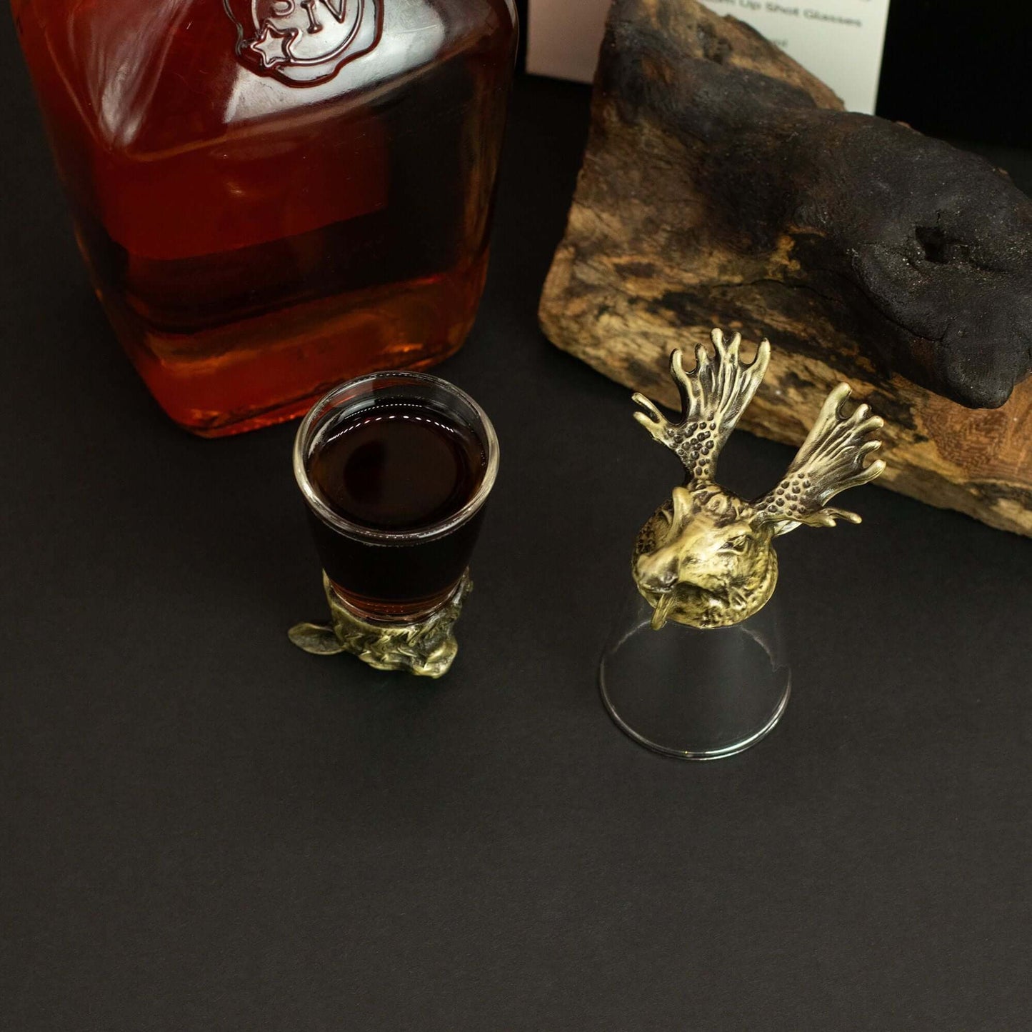Gift Set of 12 Bottom Up Shot Glasses (25ml) - Forest & Mystical Creatures - Antique Bronze