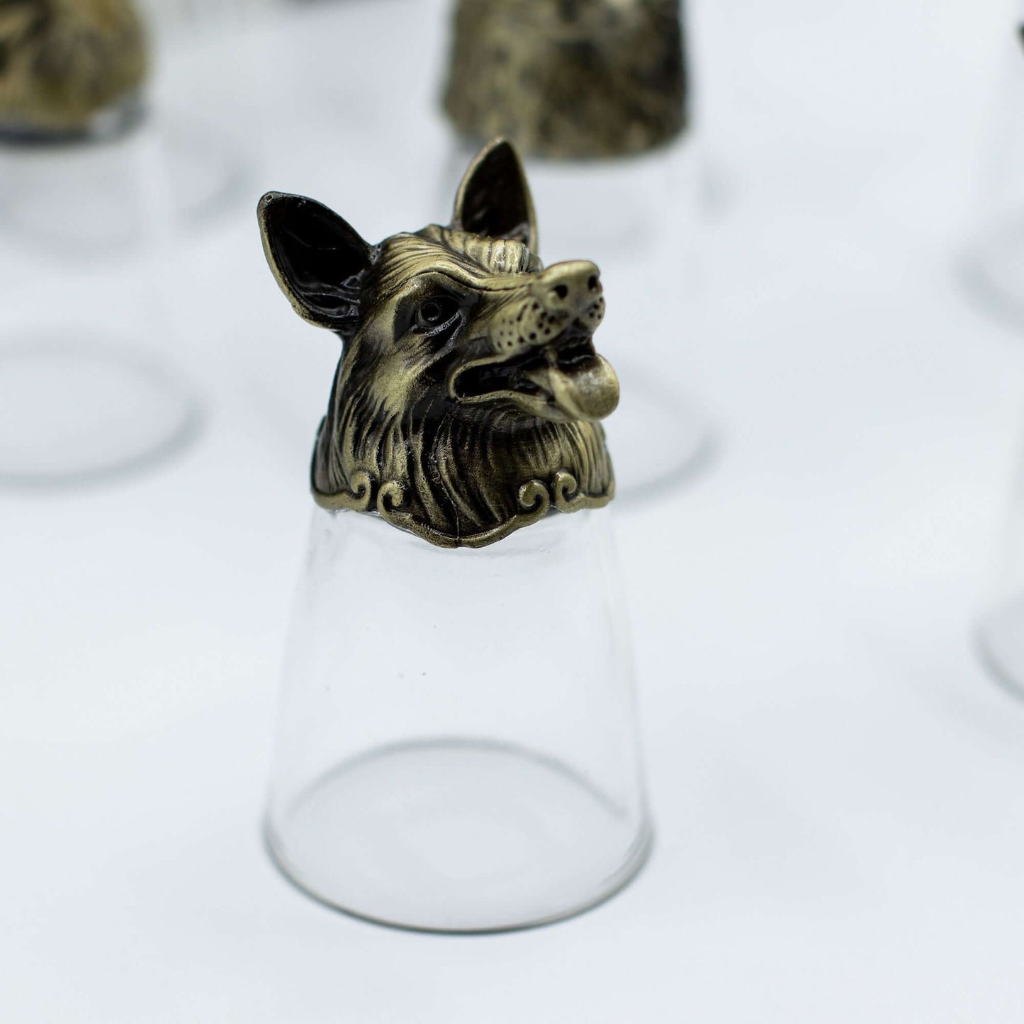 Gift Set of 12 Bottom Up Shot Glasses (25ml) - Forest & Mystical Creatures - Antique Bronze