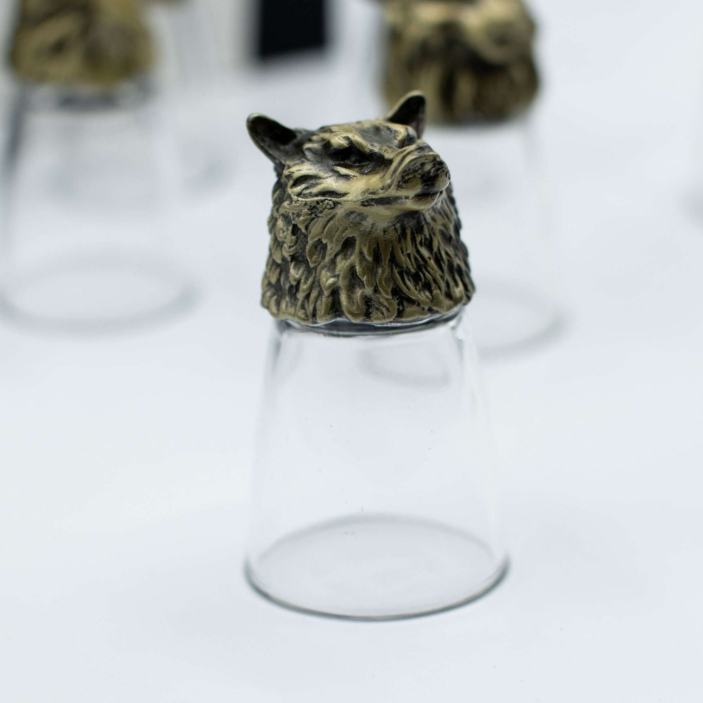 Gift Set of 12 Bottom Up Shot Glasses (25ml) - Forest & Mystical Creatures - Antique Bronze