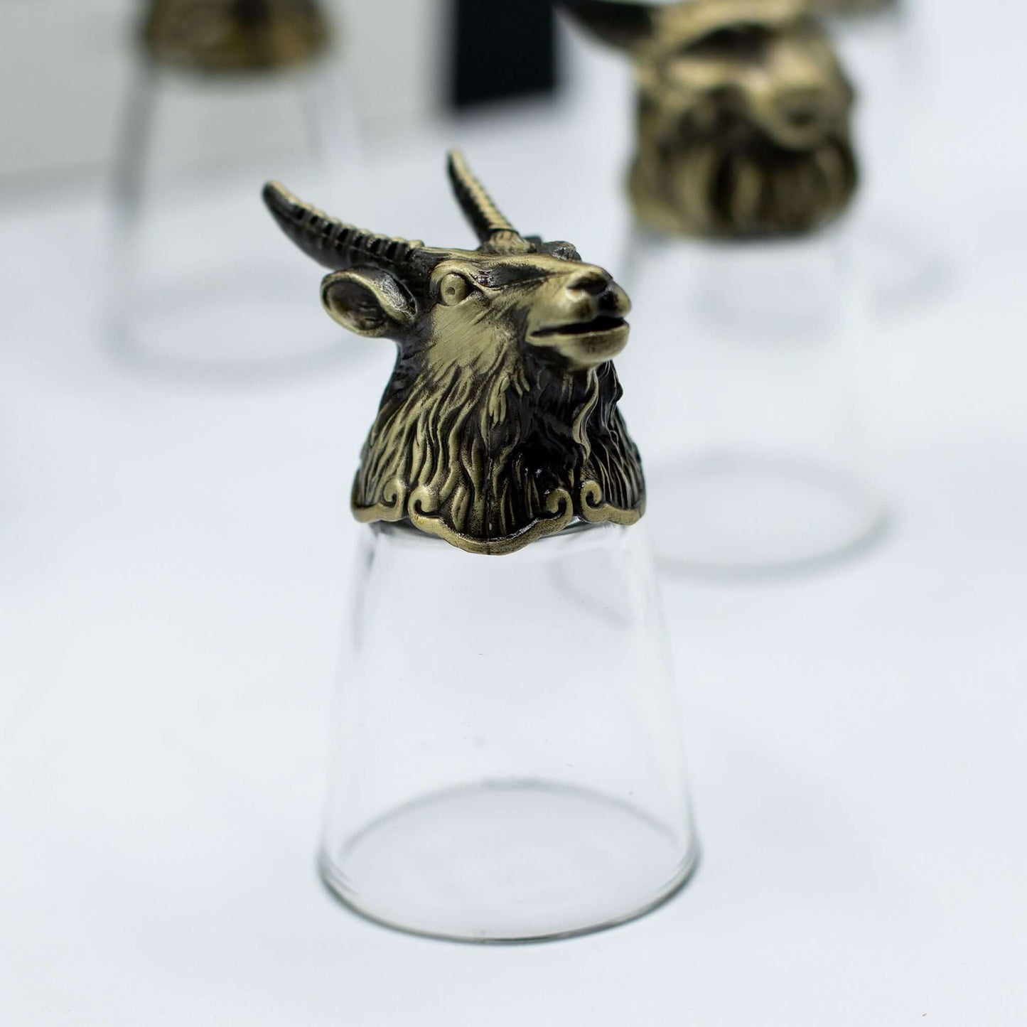 Gift Set of 12 Bottom Up Shot Glasses (25ml) - Forest & Mystical Creatures - Antique Bronze