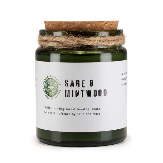Greenman Woodwick Soy Candle - Sage & Mintwood