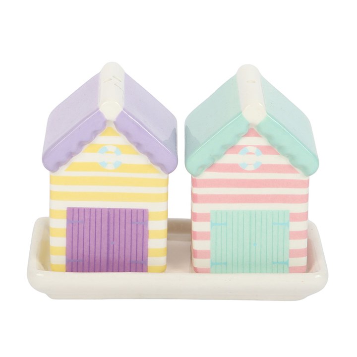 Pastel Beach Hut Salt and Pepper Shakers N/A
